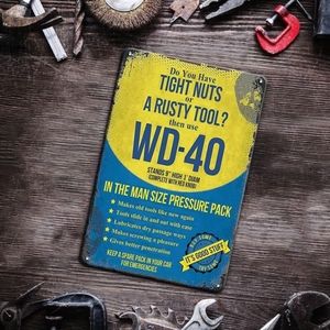 Rustic WD-40 Metal Tin Sign 8x12